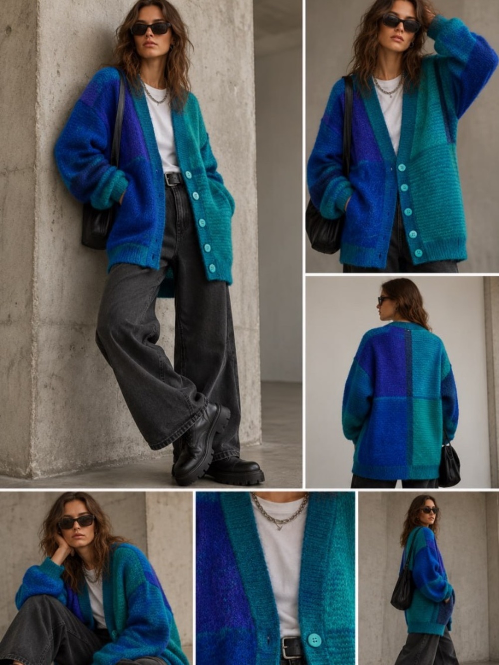 Vintage Paul Harris Mohair Blend Colorblock Cardigan Women’s M New Without Tags